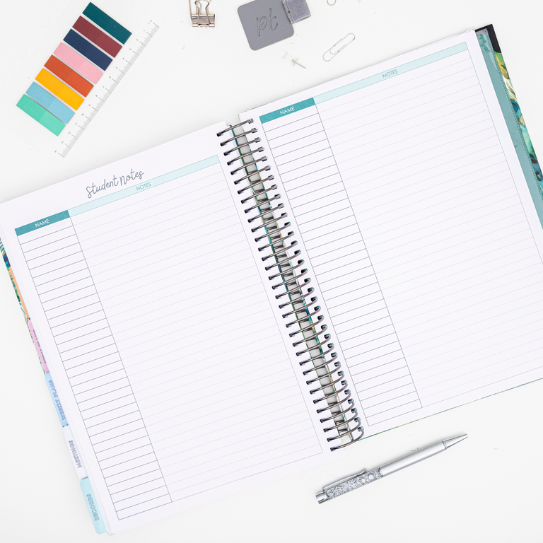 teacher classroom planner student notes pages