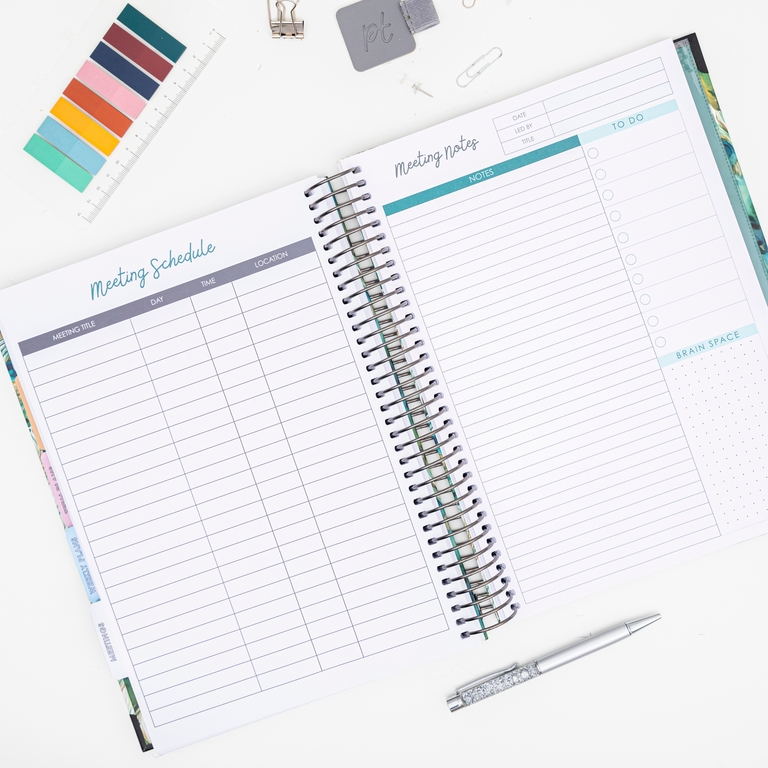 teacher planner staff meeting schedule and staff meeting notes pages