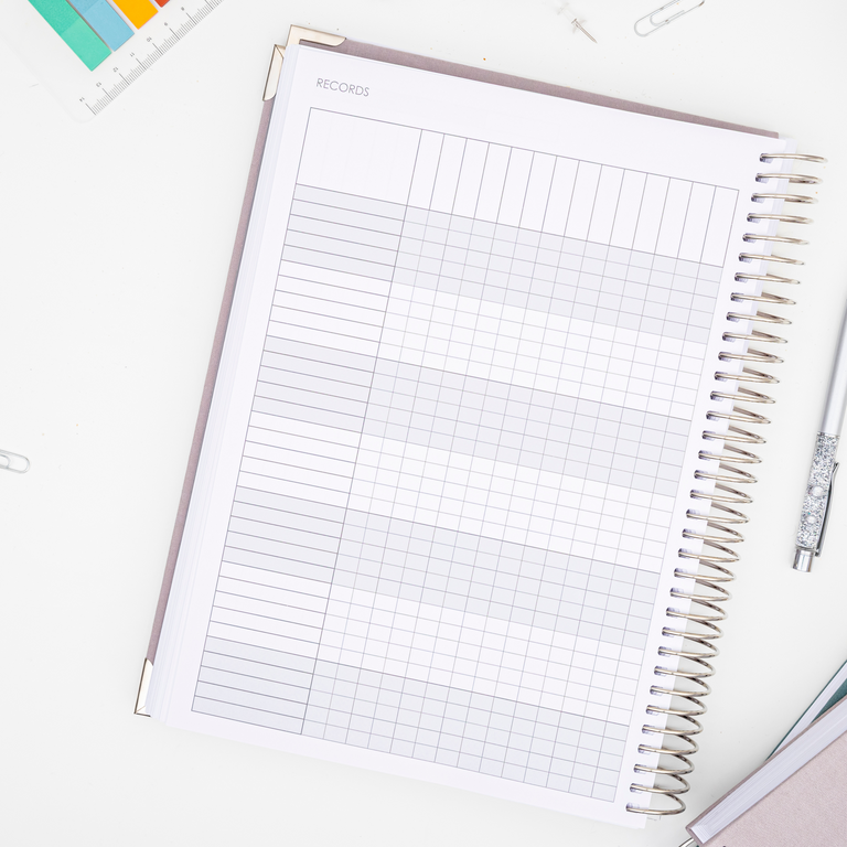 Records page in the academic 2024 2025 weekly planner