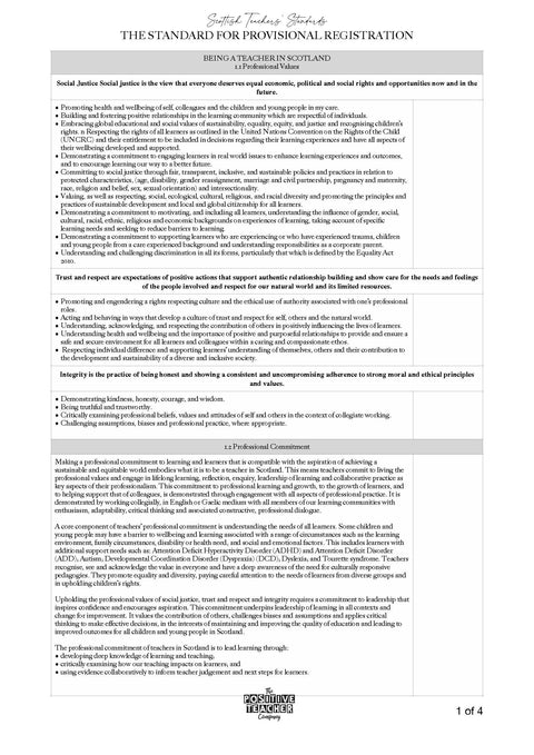 The Standard for Provisional Registration' Scottish teacher Standards