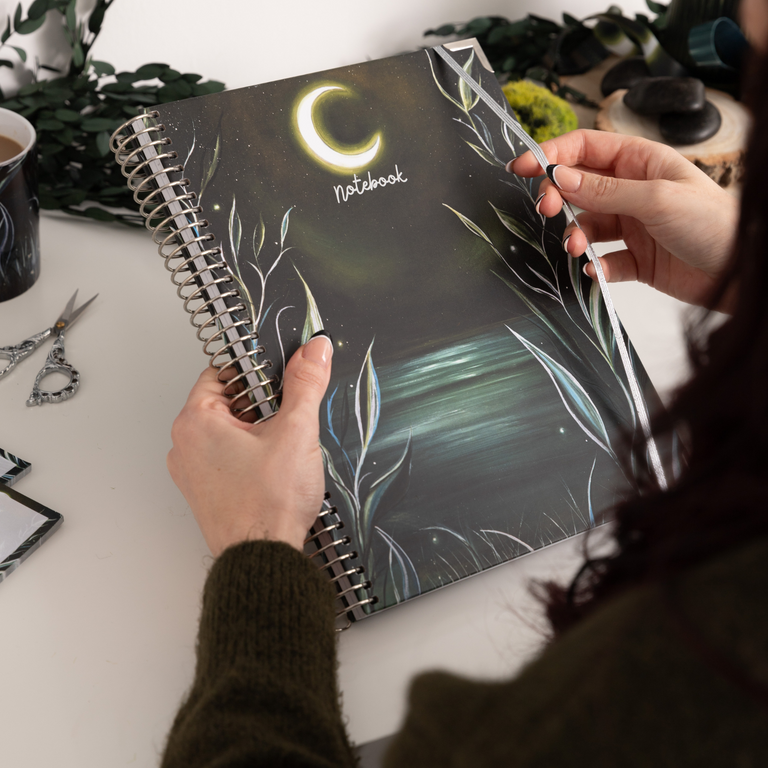 A4 Hardback Notebook: Moonlit Lake