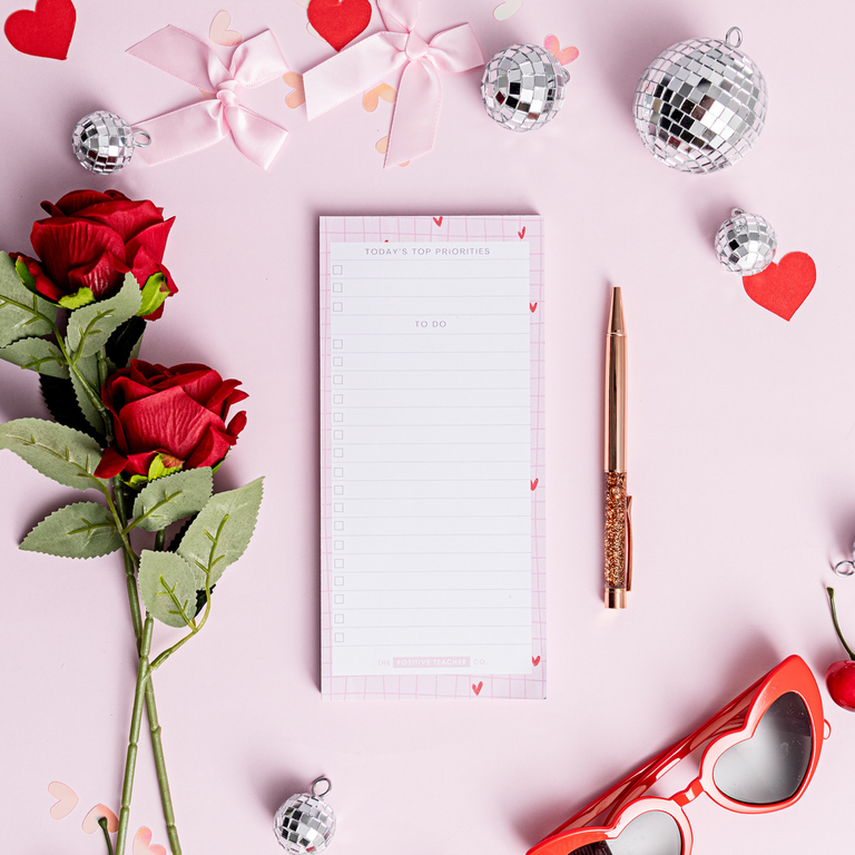 To Do List Pad: Checked Hearts