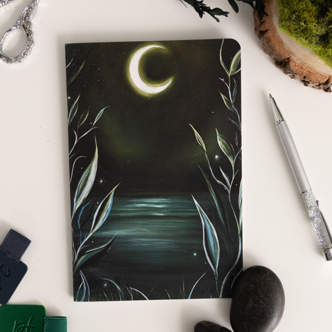 A5 Notebook: Moonlit Lake