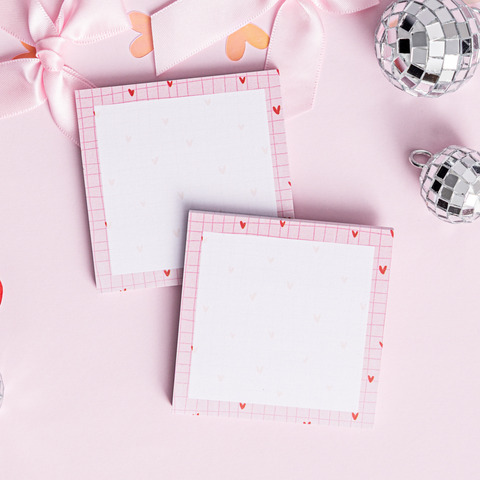 Sticky Notes (Pack of 2): Checked Hearts