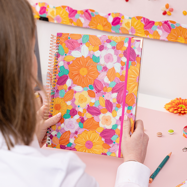 A4 Hardback Notebook: Frosted Flowers