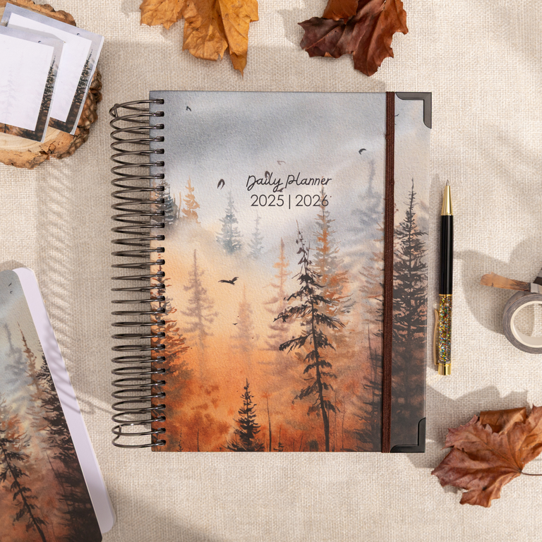 Daily Planner 2025|2026-Golden Pine