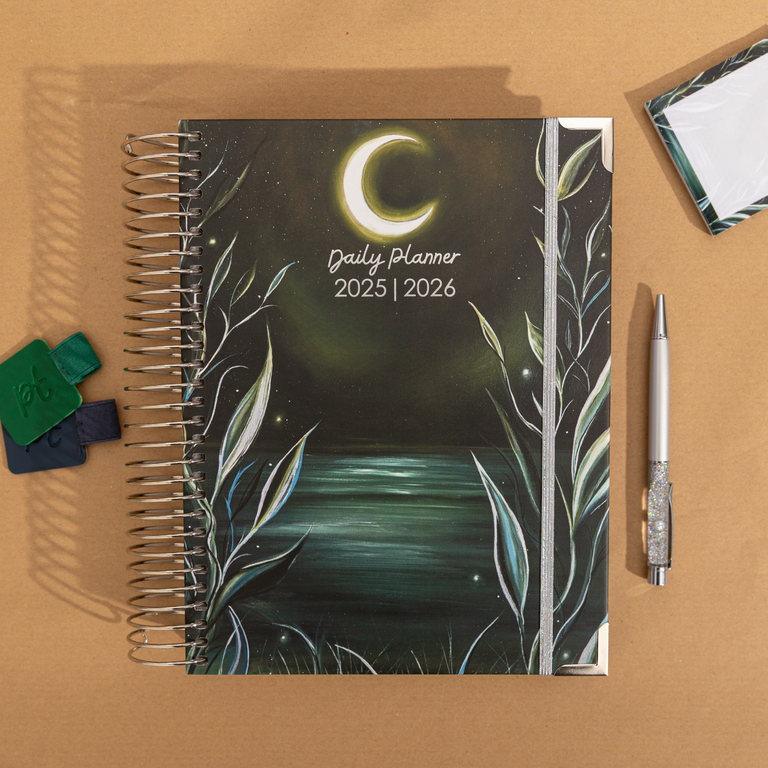 Daily Planner 2025|2026-Moonlit Lake
