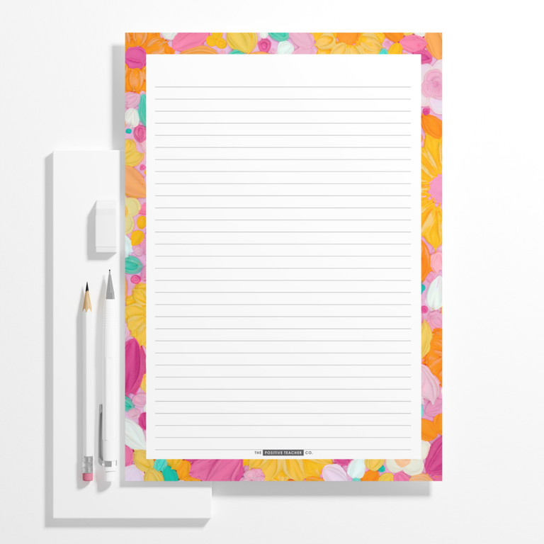 A4 Lined Pad- Frosted Flowers