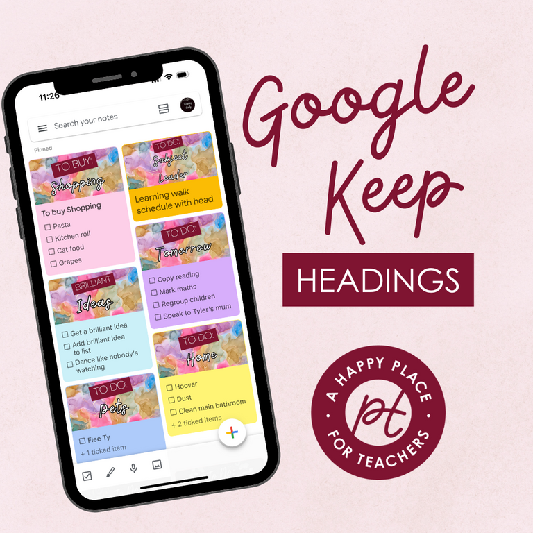 Colour Infusion Google Keep Headings Download