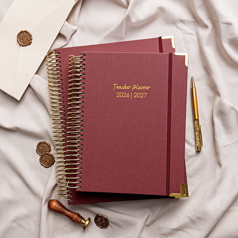 Teacher Planner 2026|2027- Burgundy