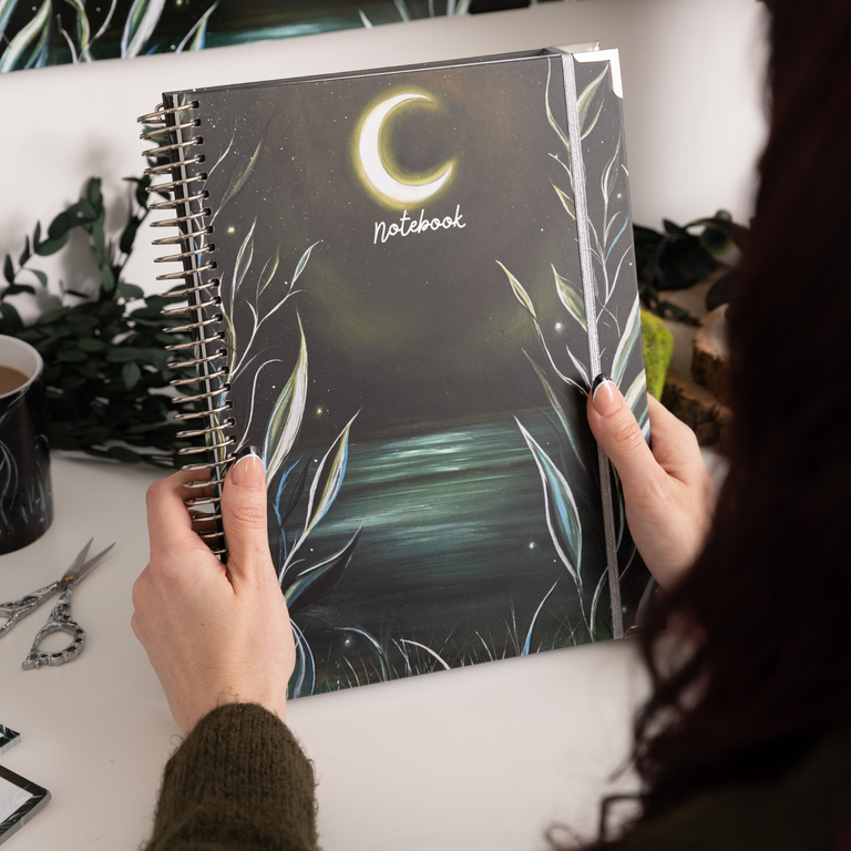 A4 Hardback Notebook: Moonlit Lake