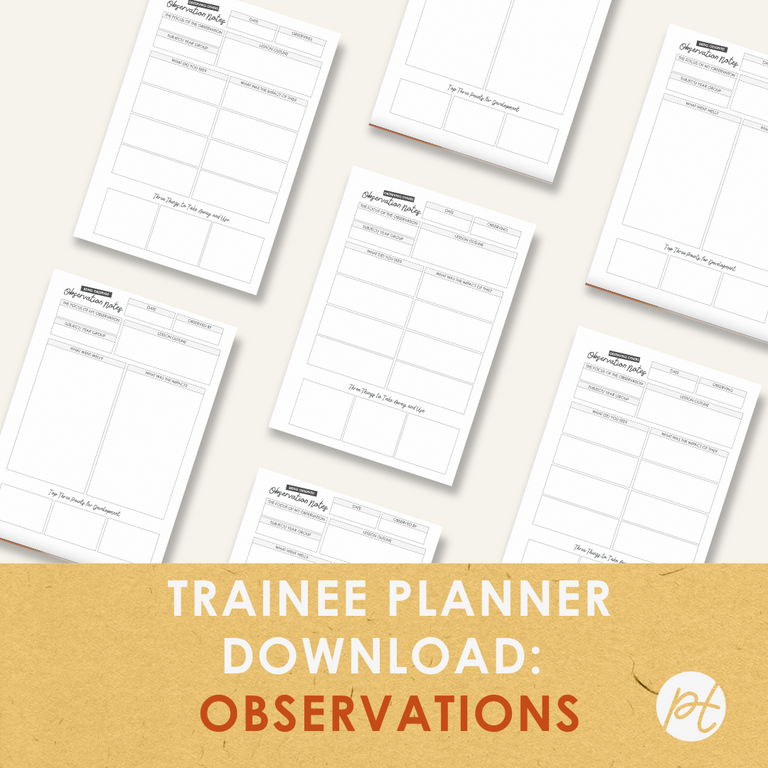 Teacher Training Planner Download: Observations