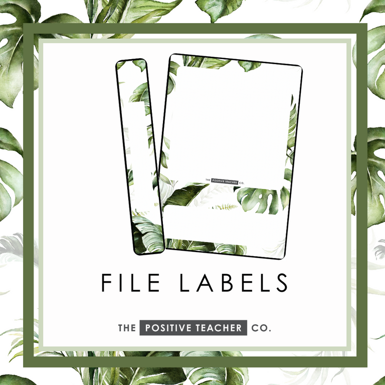 Tropical Leaves File Labels