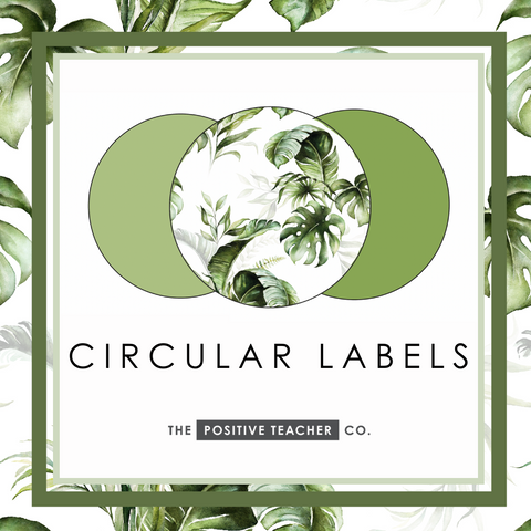 Tropical Leaves Circular Labels