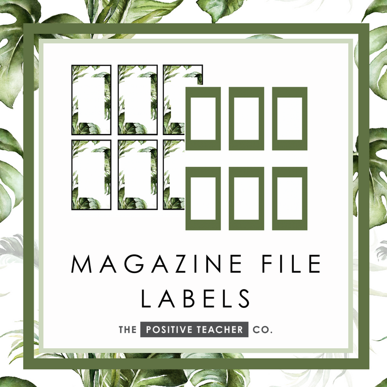 Tropical Leaves Magazine File Labels
