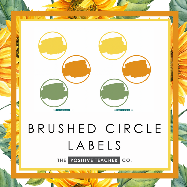 Sunflowers Brushed Circle Labels