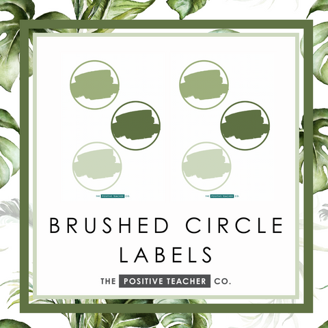 Tropical Leaves Brushed Circle Labels