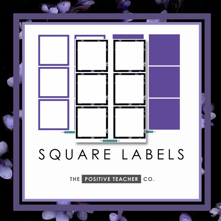 Midnight Petals Square Labels