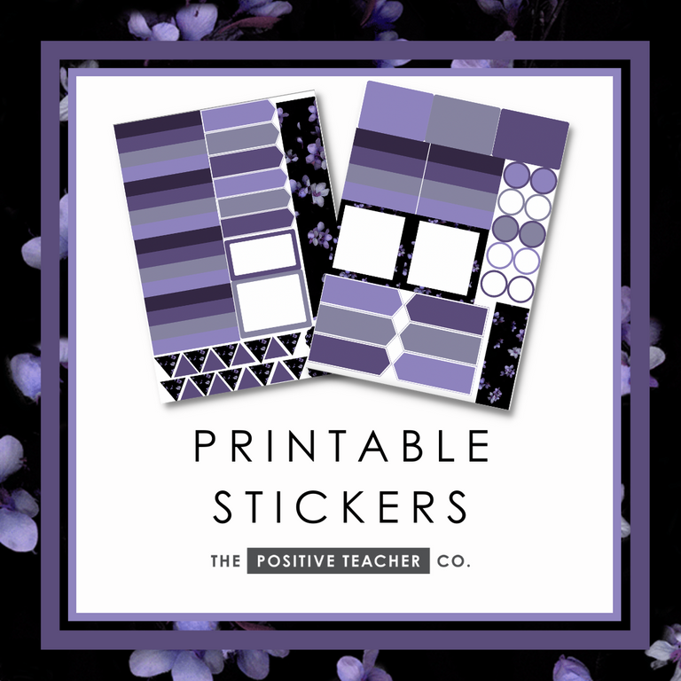 Midnight Petals Printable Stickers