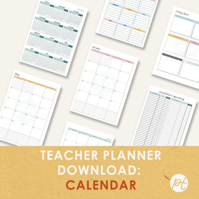 Teacher Planner Download: Calendar