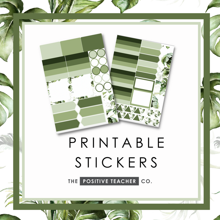 Tropical Leaves Printable Stickers