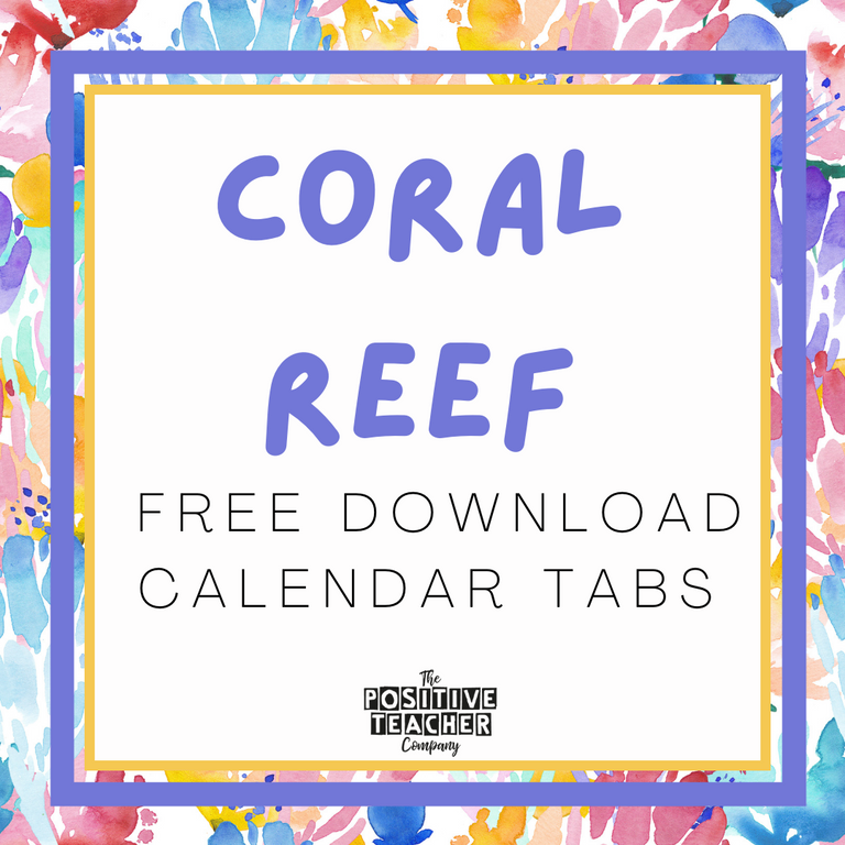 Coral Reef Calendar Tab Template