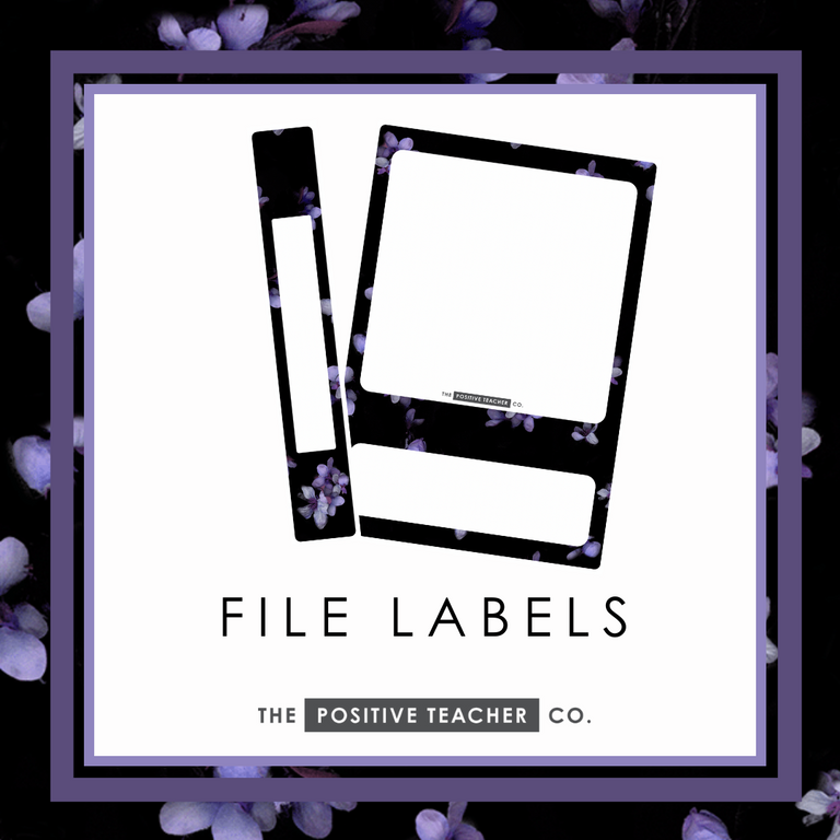 Midnight Petals File Labels