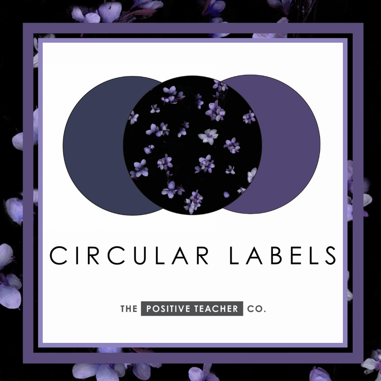 Midnight Petals Circular Labels