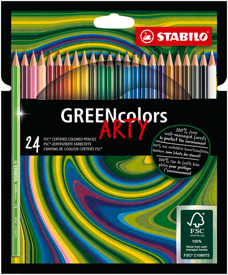 STABILO Colouring Pencil GREENcolors ARTY  (Wallet of 24 - Assorted Colours)