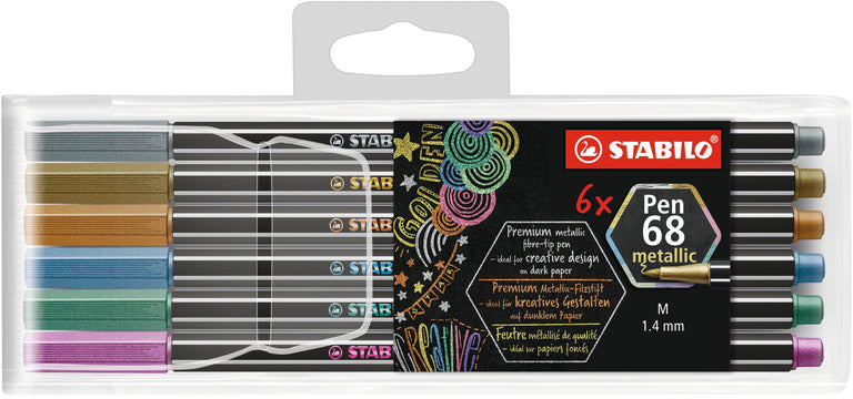 STABILO Metallic Premium Felt Tip Pen - 68 (plastic wallet of 6)